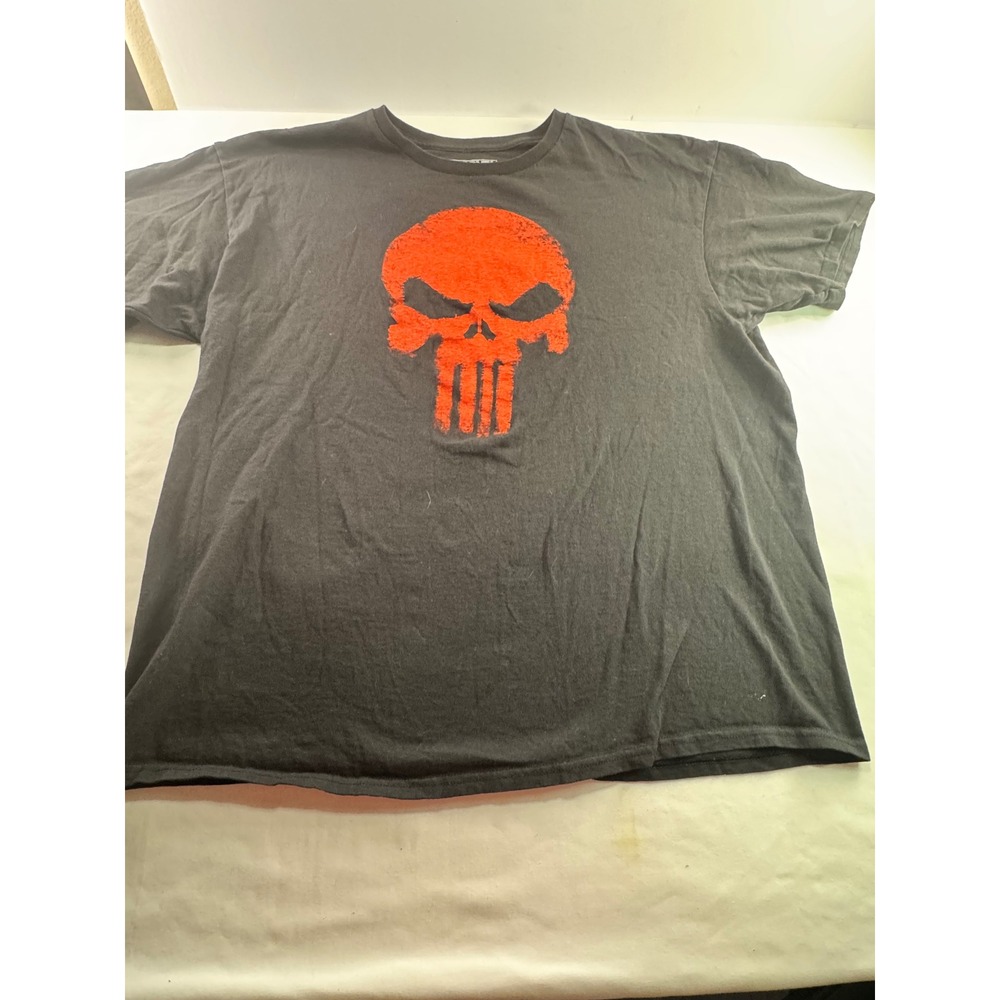 Marvel The Punisher Skull Graphic T-Shirt Mens 2X Black Red Logo Short Sleeve - Picture 2 of 6